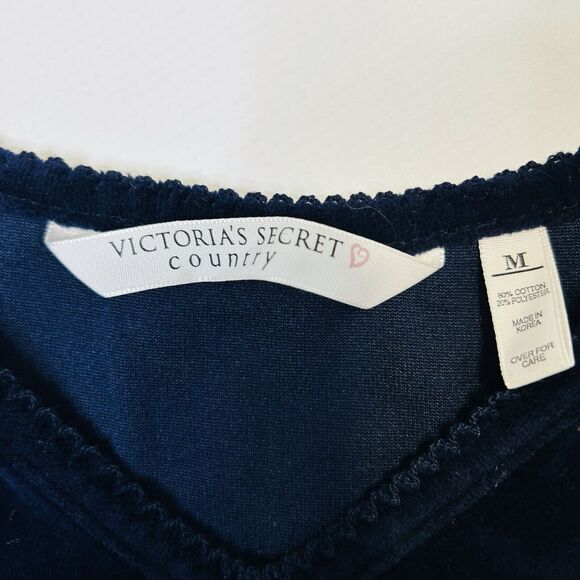 Victoria’s Secret Country Blue Velvet Velour Maxi Pajama Dress Nightgown Medium - Picture 5 of 8